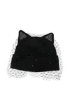 Ca4la Embellished Veil Beanie In Black