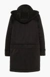 Caalo Sustainable Convertible Satin Down Coat In Black