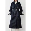 Caalo Sustainable Down Filled Satin Trench In Navy
