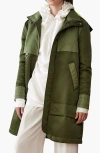 Caalo Sustainable Down Hooded Anorak In Olive Green
