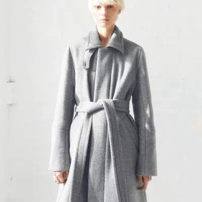 Caalo Sustainable Down Wool Over Coat In Gray