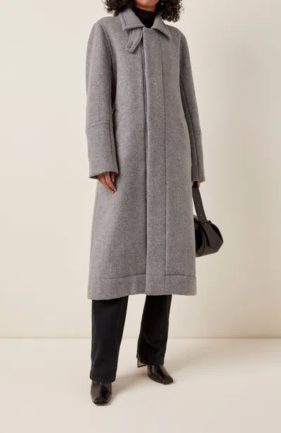 Caalo Sustainable Down Wool Overcoat In Gray