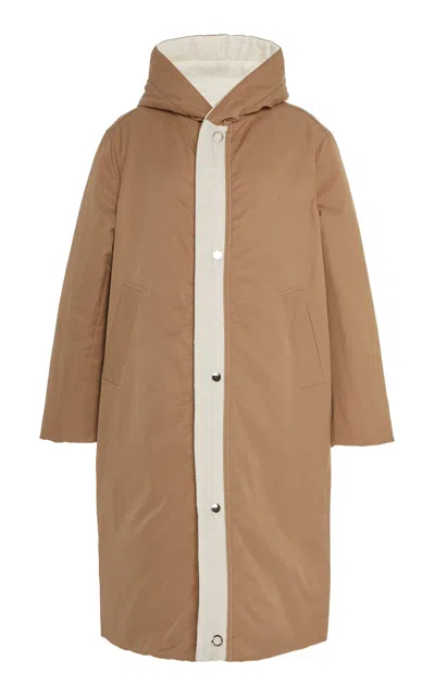 Caalo Sustainable Reversible Satin Down Coat In Brown