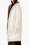 Caalo Sustainable Reversible Satin Down Coat In White