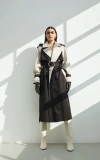 Caalo Women's Sustainable Water-resistant Trench Coat In Black/off-white