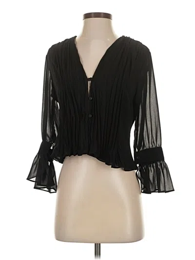 Pre-owned Caara 3/4 Sleeve Blouse In Black