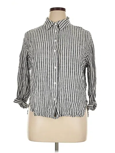 Pre-owned Caara 3/4 Sleeve Button Down Shirt In Silver