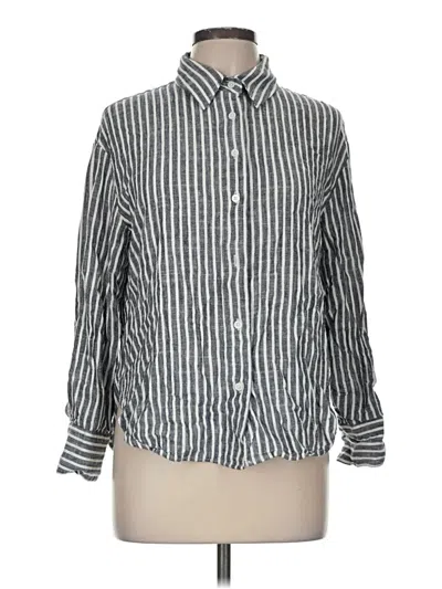 Pre-owned Caara Long Sleeve Button Down Shirt In Silver