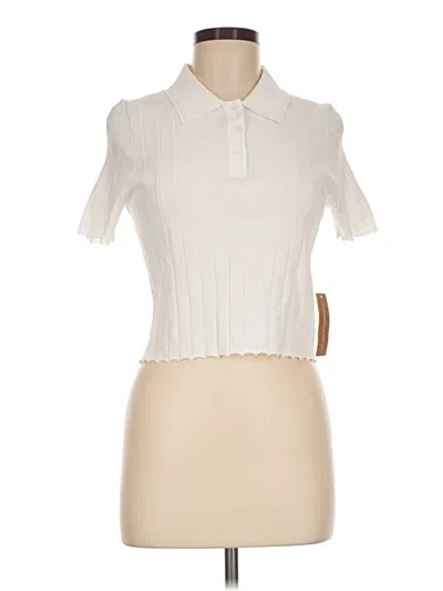 Pre-owned Caara Short Sleeve Turtleneck In Ivory