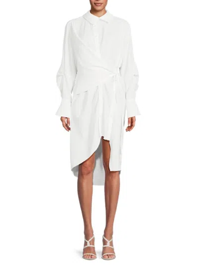 Caara Women's Dia Asymmetric Wrap Shirt Dress In White