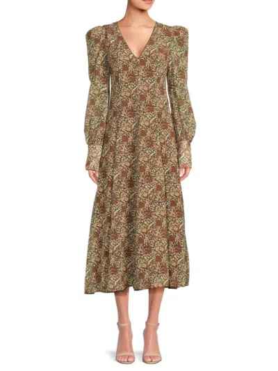 Caara Women's Erna Floral Midi Dress In Brown Floral