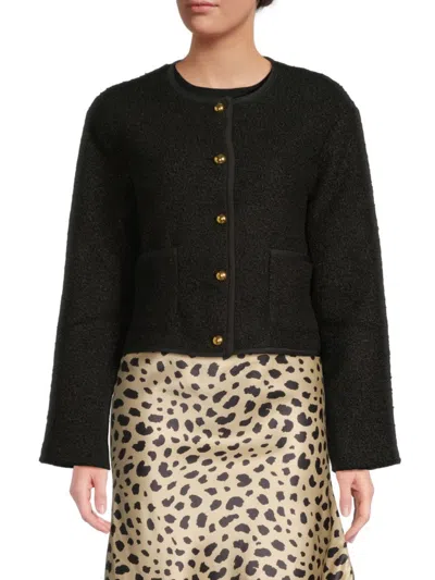 Caara Women's Joe Faux Fur Button Front Jacket In Black