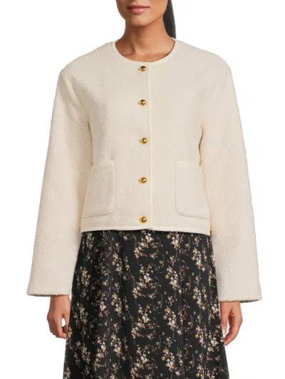 Caara Women's Joe Faux Fur Button Front Jacket In Cream