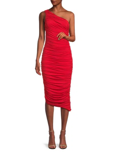 Caara Women's Laurinda One Shoulder Ruched Dress In Red
