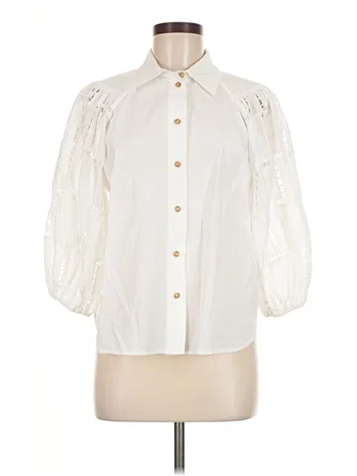 Pre-owned Caballero 3/4 Sleeve Button Down Shirt In White