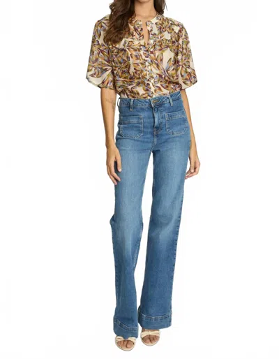 Caballero Aliyah Button Front Top In Dutch Blossom In Multi