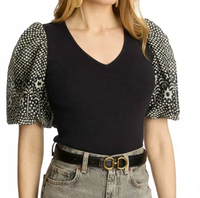 Caballero Andrea Knit Top In Indigo In Black
