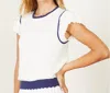 Caballero Ashley Cap Sleeve Sweater In Ivory/blue Opal In Multi