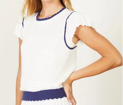 Caballero Ashley Cap Sleeve Sweater In Ivory/blue Opal In Multi