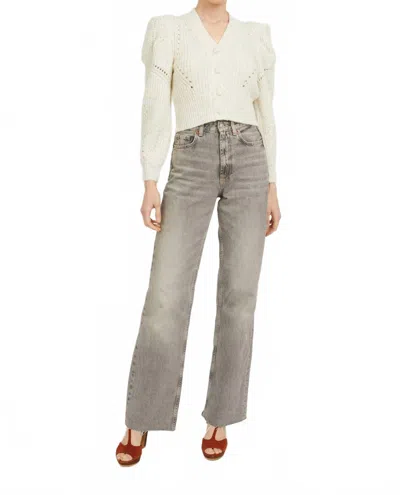 Caballero Audra Button Front Sweater In Antique White/gray Morn In Multi