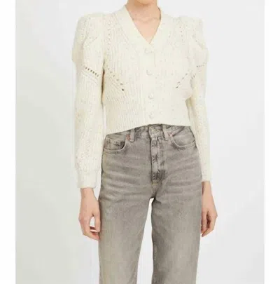 Caballero Audra Cropped Sweater In Antique White / Grey Morn In Multi