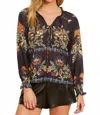 Caballero Aurelia Long Sleeve Top In Vintage Cheetah In Black