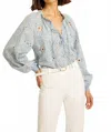 Caballero Aurelia Embroidered Eyelet Top In Washed Blue In Blue