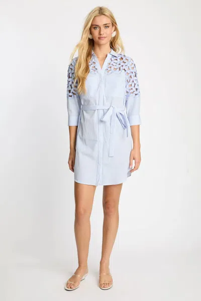 Caballero Becky Dress In Blue/white Seersucker