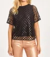 Caballero Carmen Black Openwork Sequin Top In Black