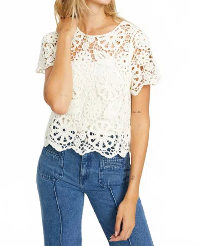 Caballero Carmen Short Sleeve Top In Ivory Lace In White