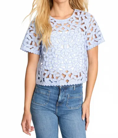 Caballero Carmen Top In Blue/ White Seersucker In Multi