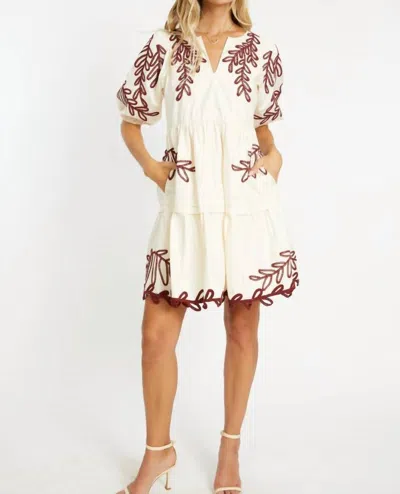 Caballero Carrie Mini Dress In Ivory/chocolate In Neutral