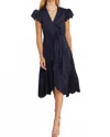 Caballero Catalina V-neck Midi Dress In Navy In Blue