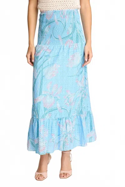 Caballero Chablis Maxi Skirt-dress In Blue Ink & Bloom In Multi