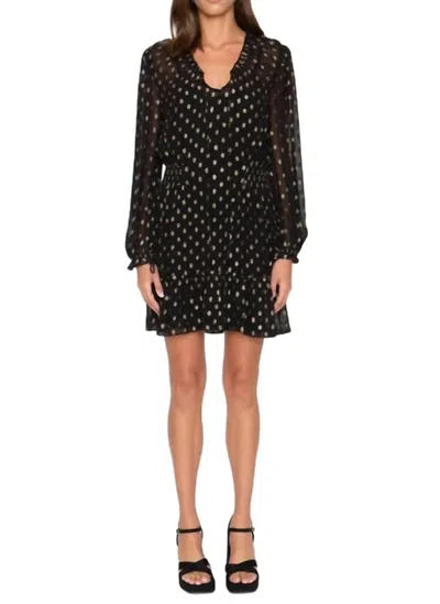 Caballero Christie Dress In Black Gold Dot In Multi