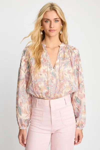 Caballero Daily Long Sleeve Top In Paisley Floral In Neutral