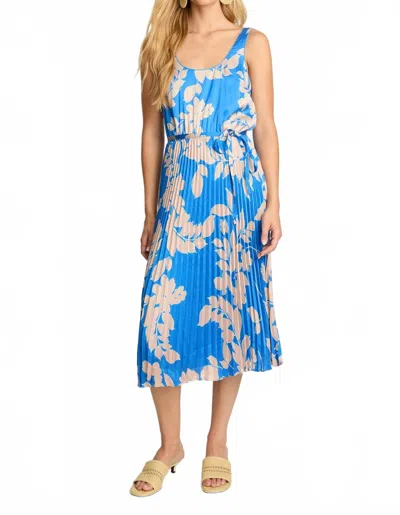 Caballero Daphne Pleated Midi Dress In Sapphire Shadow In Multi