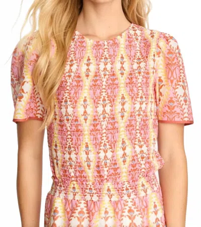 Caballero Delta Smocked Top In Heritage Floral In Multi