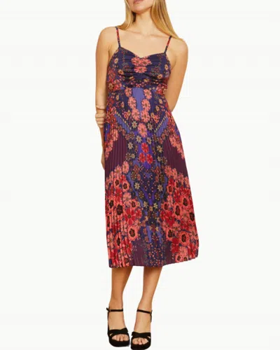 Caballero Donna. Midi Dress In Patchwork Pansy In Multi