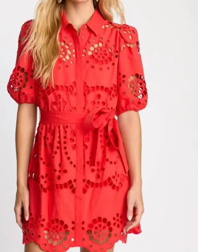 Caballero Eloise Eyelet Lace Dress In Poppy Red