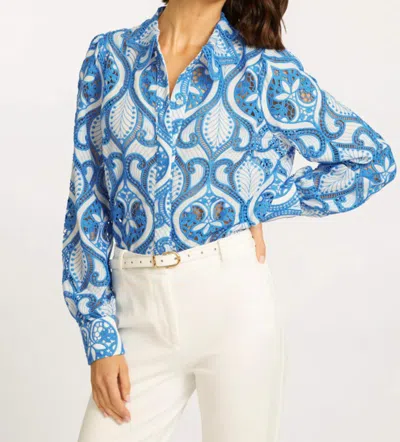 Caballero Emmie Button Down Top In Blue