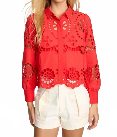Caballero Emmie Eyelet Lace Top In Poppy Red