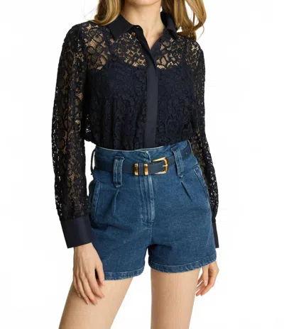 Caballero Emmie Lace Top In Dark Navy In Black