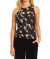 Caballero Felice Sequin Top In Precious Metal Geo In Multi