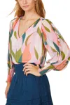 Caballero Flora Blouse Top In Lotus Leaves In Multi