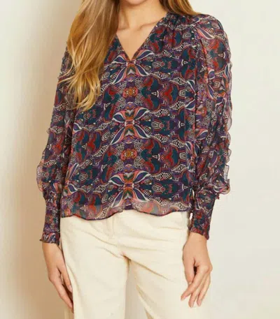 Caballero Flora Top In Kaleidoscope Leaves In Multi