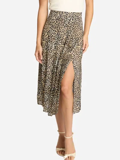 Caballero Glenda Midi Skirt In Golden Leopard In Brown