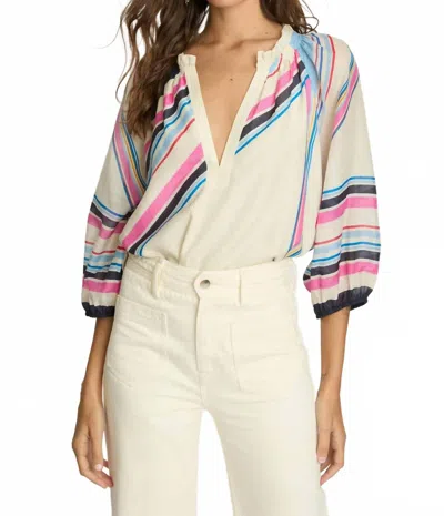 Caballero Gracyn V-neck Top In Nova Stripe In Multi