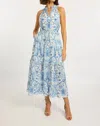 Caballero Hollie Maxi Dress In Porcelain Deco In Blue
