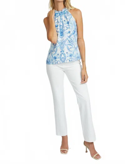 Caballero Hollie Porcelain Deco Halter Top In Blue